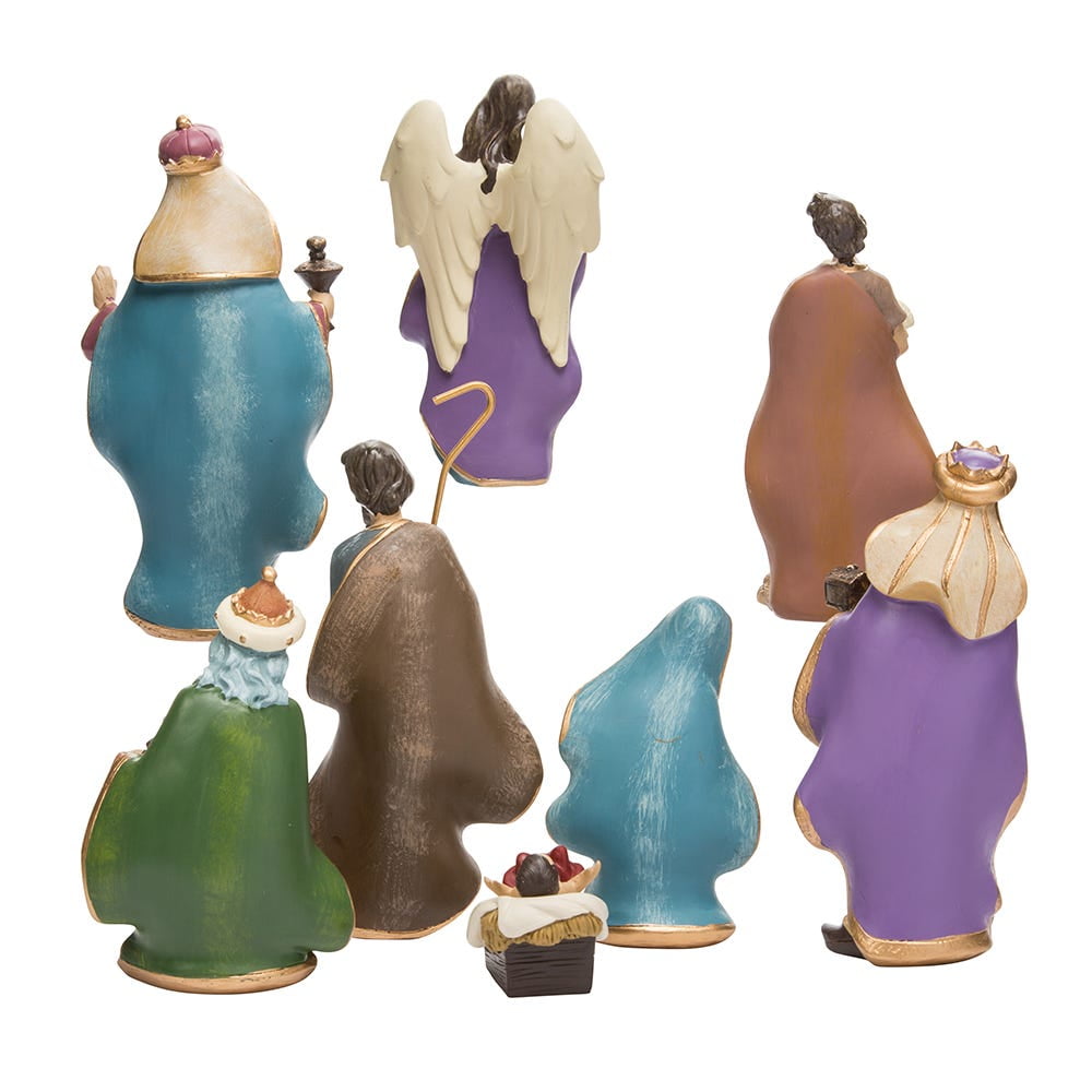 Kurt Adler 6.25-Inch Resin Nativity Figurine Set, 8-Piece Christmas Decoration