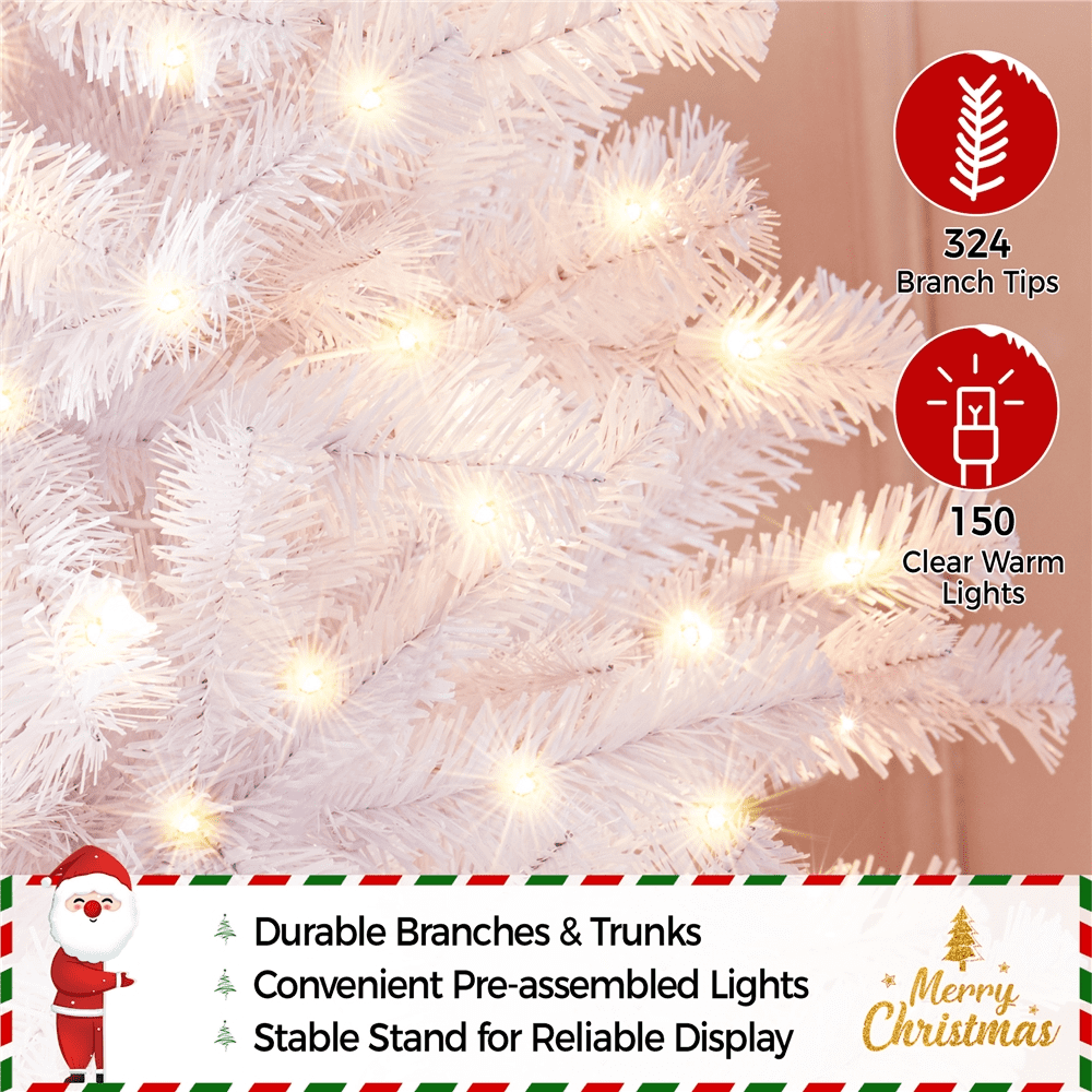 Alden Design 4ft Pre-lit Artificial Christmas Tree with 70 Incandescent Lights, Pink