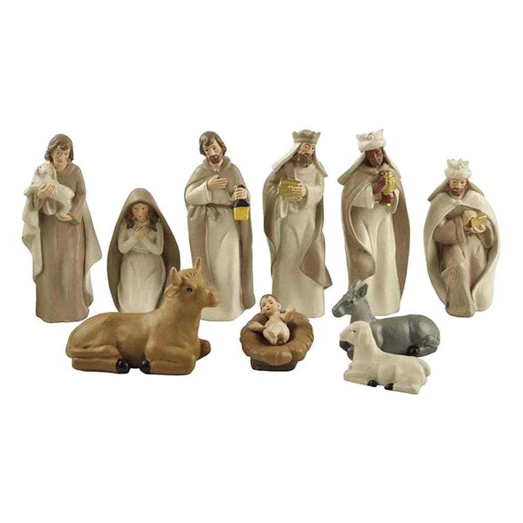 yotijay 10Pcs Home Decoration Nativity Scene Set Holy Family Statue Christmas Jesus Mary