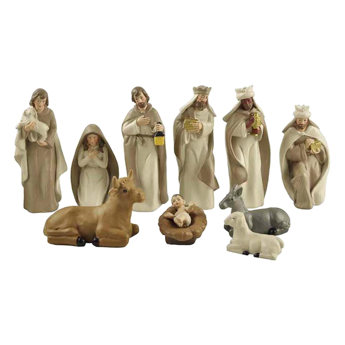 yotijay 10Pcs Home Decoration Nativity Scene Set Holy Family Statue Christmas Jesus Mary