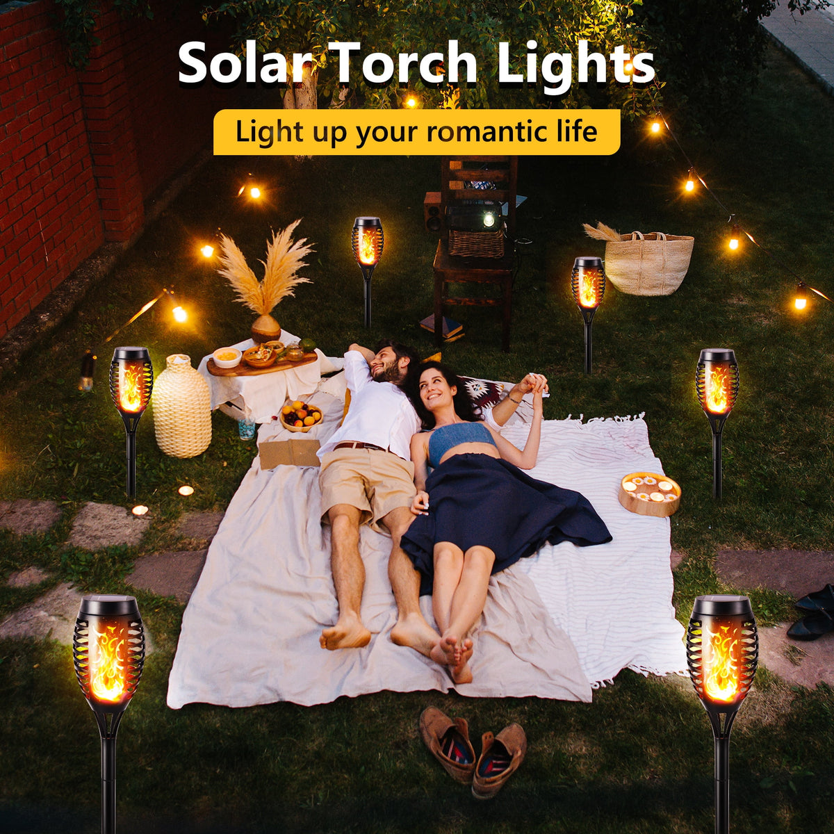 Toodour Outdoor Solar Lights, 6 Pack LED Solar Torch Lights with Flickering Flame, Waterproof Halloween Decoration for Patio Lawn Yard Pathway Garden