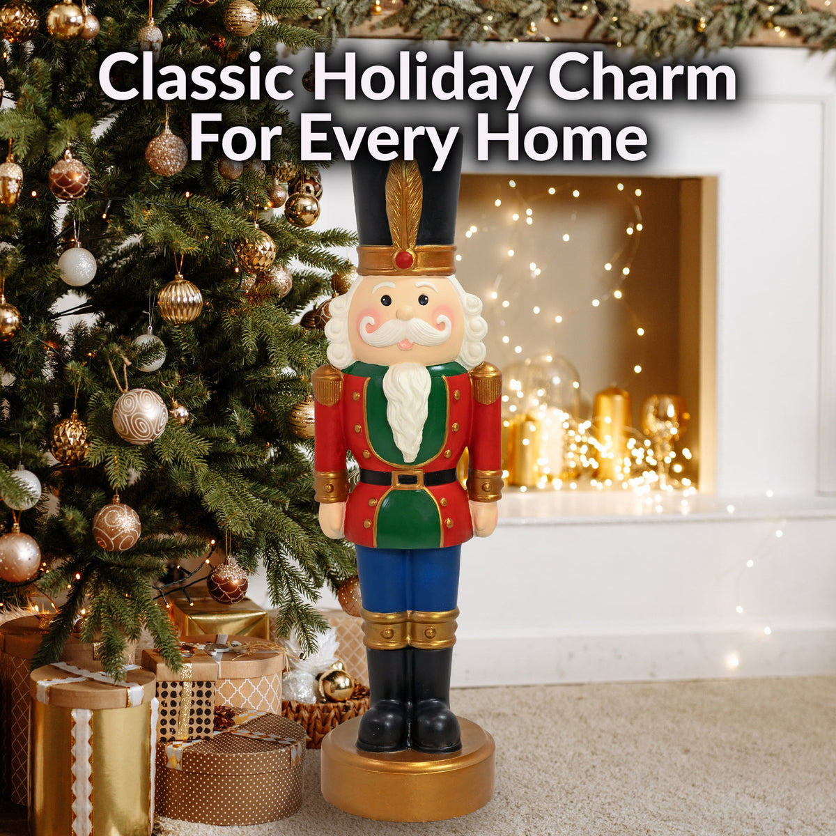 Sunnydaze Red Polyresin Tommy the Toy Soldier Nutcracker Christmas Statue, 37"