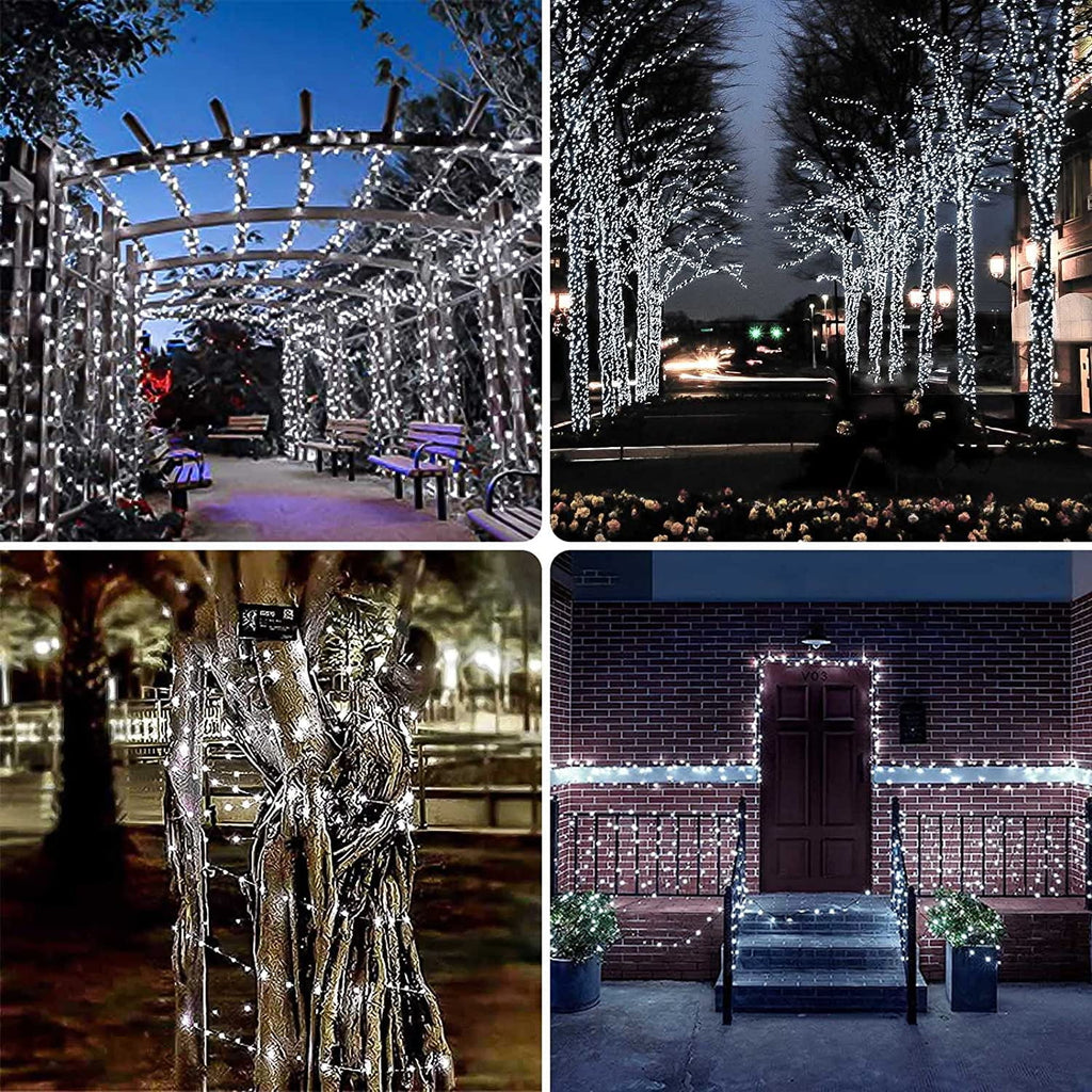4 Pack Christmas Solar String Lights Outdoor, Total 184FT 520LED, Juhefa IP65 Waterproof Twinkle Fairy Lights for Xmas Tree, Party, Wedding, Yard, Fence Decor (Warm White)