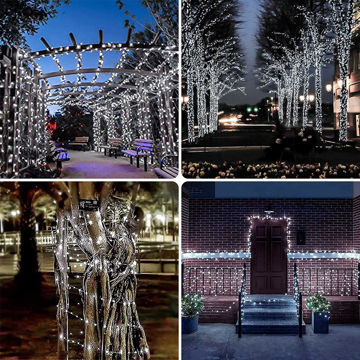 4 Pack Christmas Solar String Lights Outdoor, Total 184FT 520LED, Juhefa IP65 Waterproof Twinkle Fairy Lights for Xmas Tree, Party, Wedding, Yard, Fence Decor (Warm White)