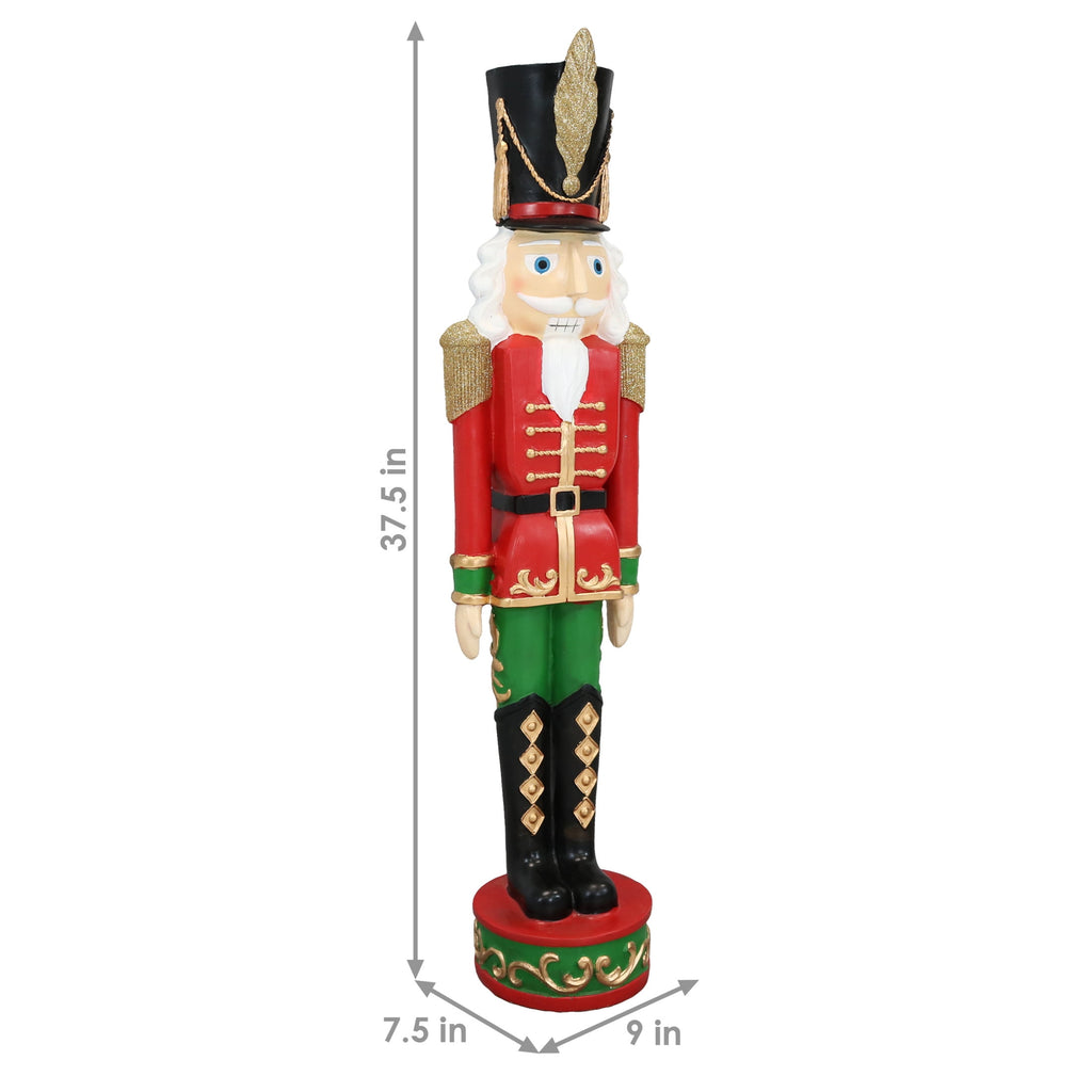 Sunnydaze Polyresin Kristoff the Christmas Nutcracker Statue, 37", 2-Count, Red & Green