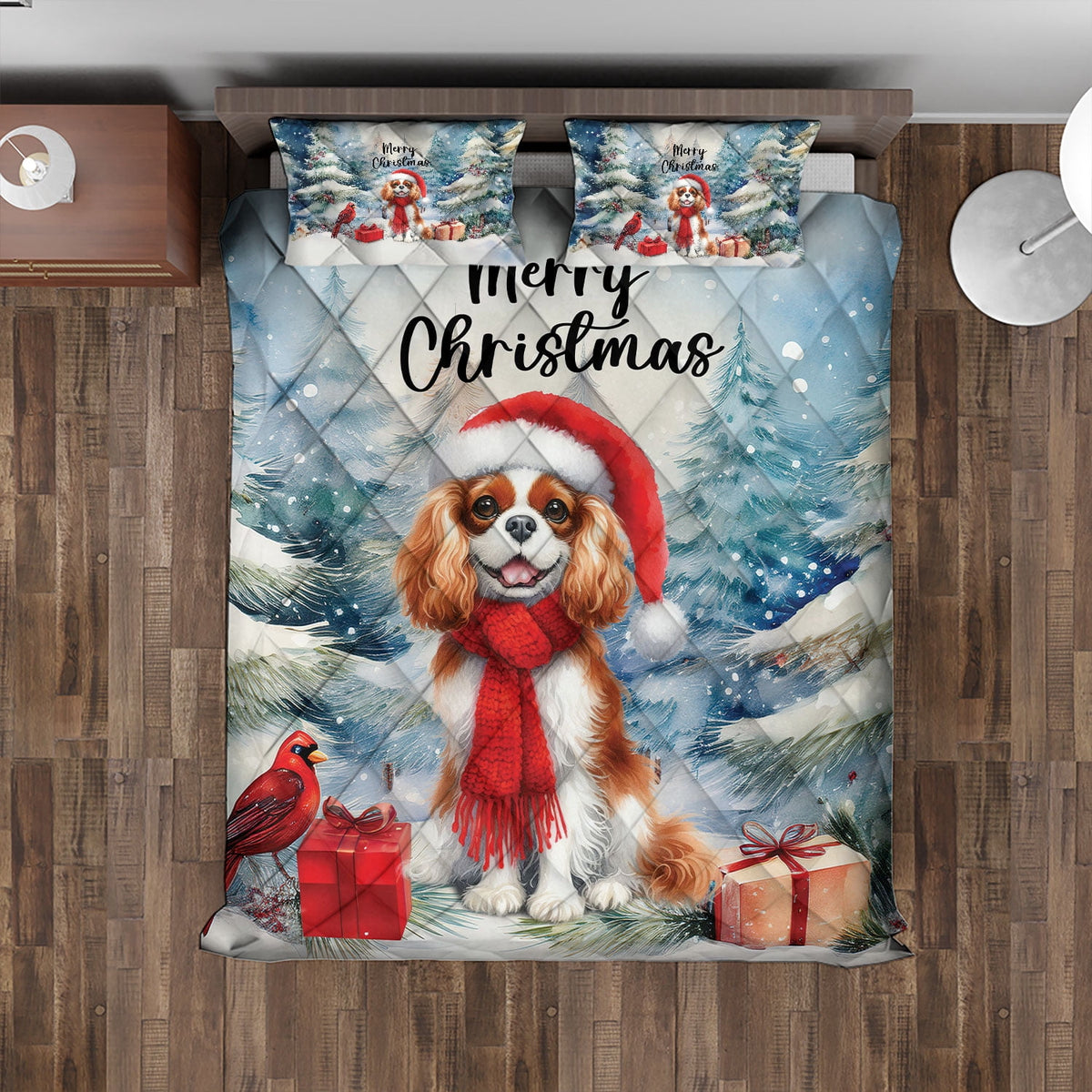 Merry Christmas French Bulldog Enjoys Woofmas Winter Xmas Holiday Quilt Bedding Set Dog Lover Gifts 1 Blanket Bed Cover 2 Pillowcases - 02022