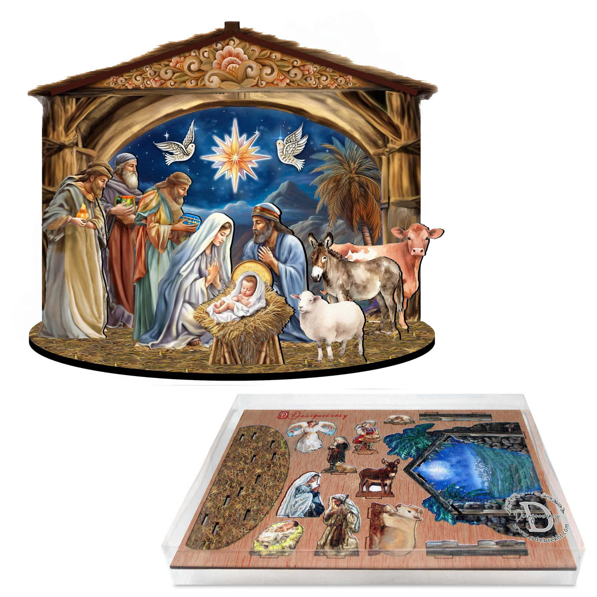 Designocracy Handcrafted Miniature Village Nativity Scene, 6.5 in Wood