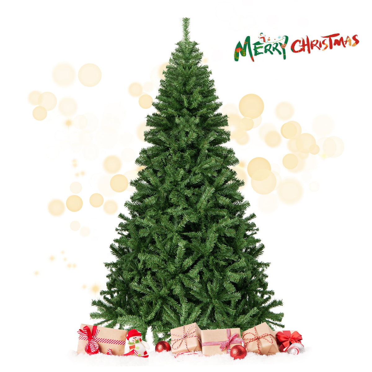 Costway 9FT PVC Christmas Tree 2132 Tips Hinged Solid Metal Legs