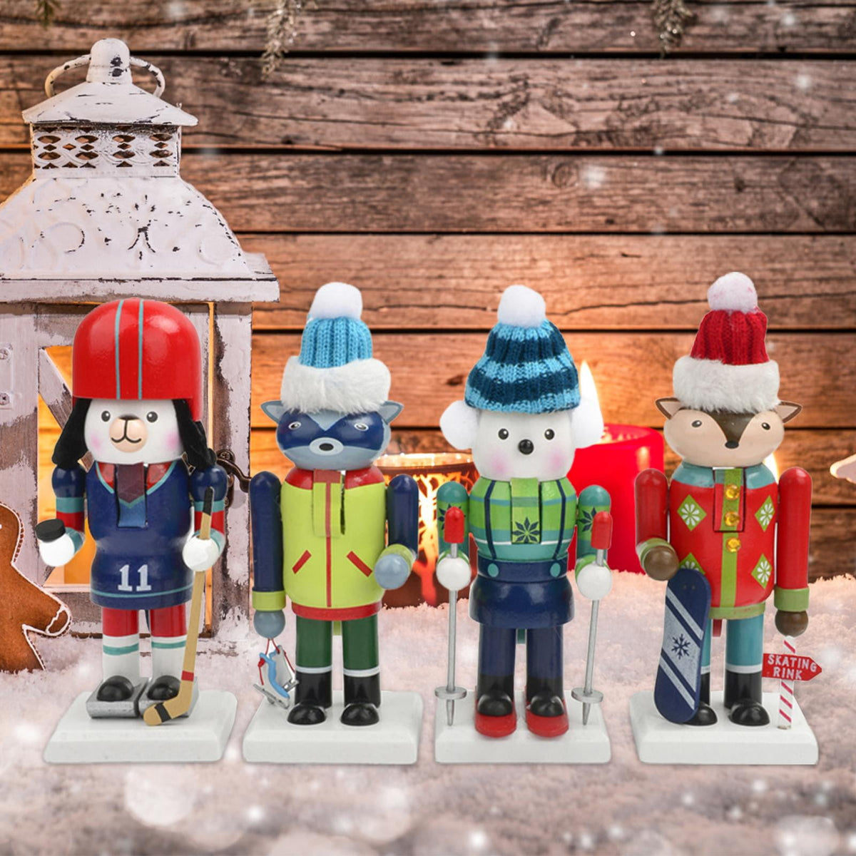 4x Wooden Christmas Nutcracker Kids Toys Festivals Props Christmas Decoration