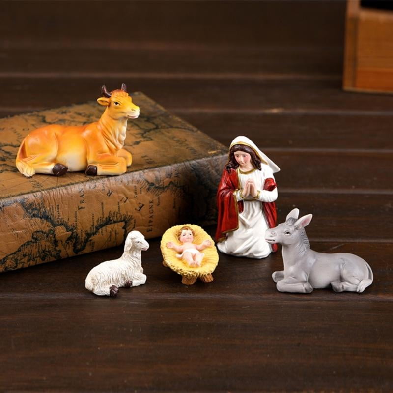 ANXPTIME Christmas Nativity Figurines Resin Manger Holy Family Nativity Scene Statue