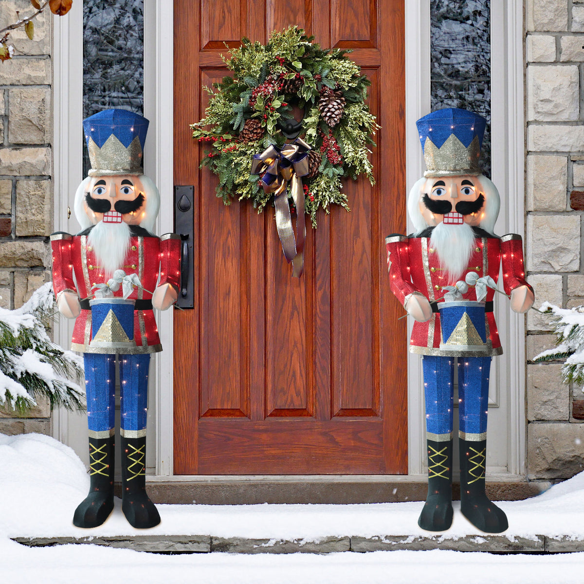 VEIKOUS 5ft Christmas Nutcracker Soldier Decoration, Xmas Indoor&Outdoor Decoration W/Candy Cane for Holiday Party