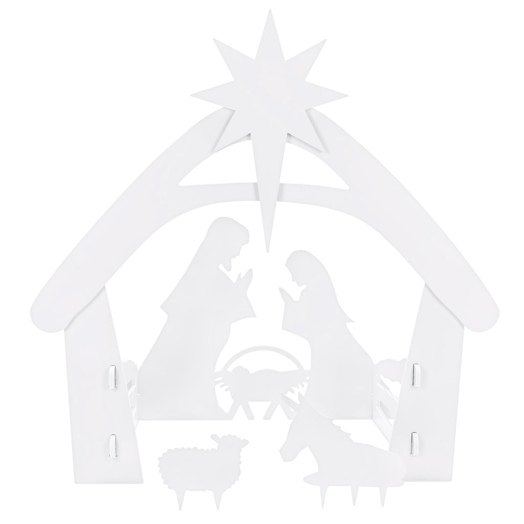 Best Choice Products 4ft Outdoor Nativity Scene, Weather-Resistant Decor, Christmas Family Yard Decoration, PVC - White