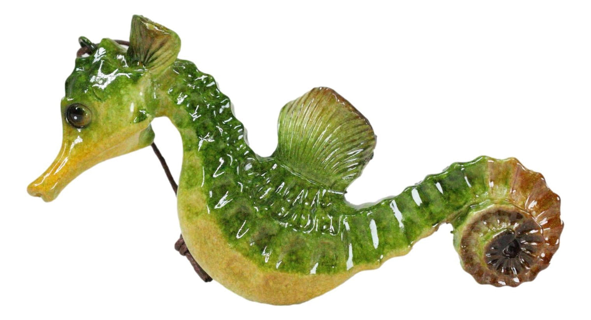 Set Of 6 Green Seahorses Ocean Marine Beach Wall Hanging Decor Tree Ornaments