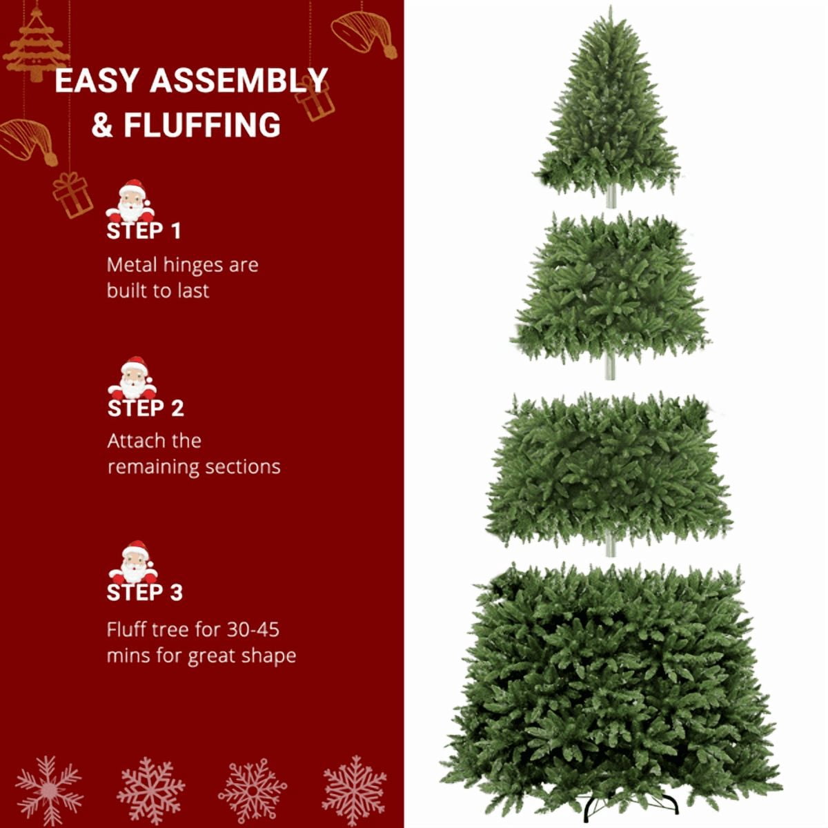 Alvantor 10 ft Pre-Lit Artificial Christmas Tree with 5,090 PVC Branch Tips, 1,200 Dual-Color LED Lights and Remote, Green