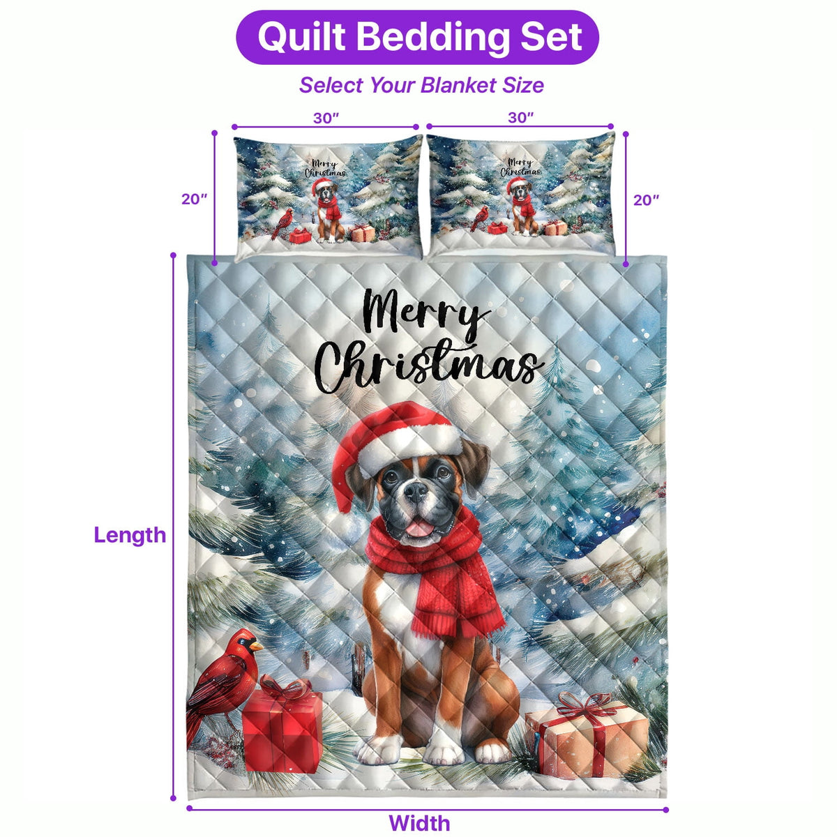 Merry Christmas French Bulldog Enjoys Woofmas Winter Xmas Holiday Quilt Bedding Set Dog Lover Gifts 1 Blanket Bed Cover 2 Pillowcases - 02022