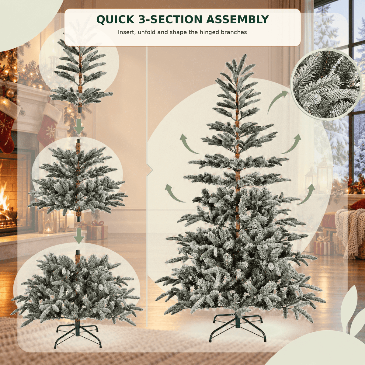 Fenbeli 7ft Unlit Aspen Fir Artificial Christmas Tree, Green
