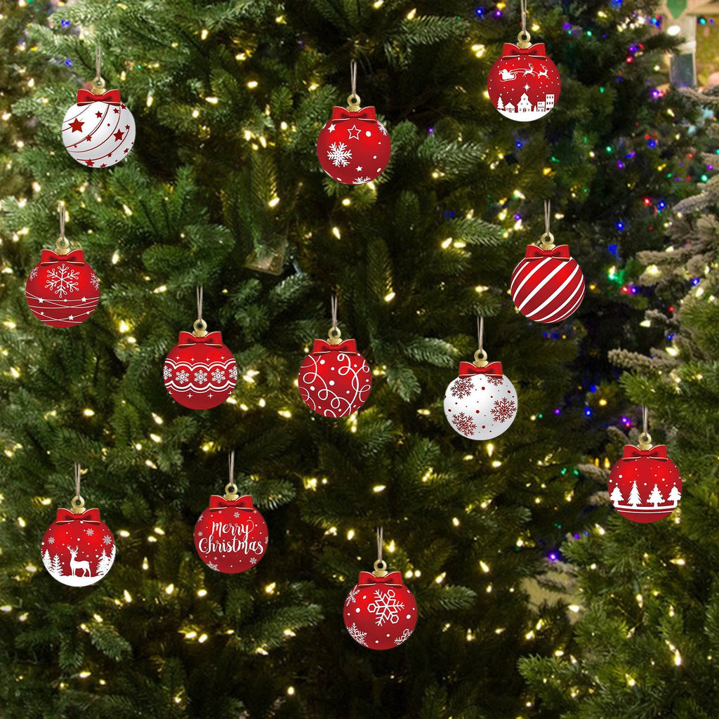 Christmas Decorations Indoor, 12pc Christmas Decoration Wooden Hanging Ornament, Christmas Indoor Decor, S9Multicolor