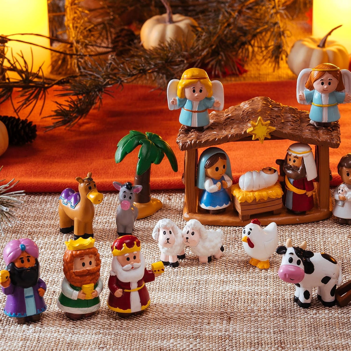 Joyfy Christmas Advent Calendar 2026 Nativity Figurine Set,Christmas Countdown Nativity Scene Set for Kids Boys Girls,24 PCS Nativity Advent Calendar