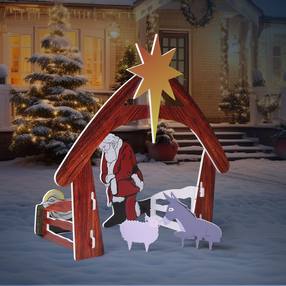 Ktaxon Christmas Outdoor Nativity Scene Large Holy Family Christmas Decorations for Front Yard and Church