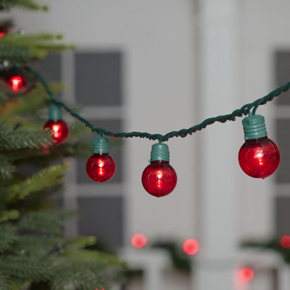 Indoor/Outdoor 100-Count LED Super Bright G30 Christmas String Lights, Warm White, Green Wire, 57', by Holiday Time