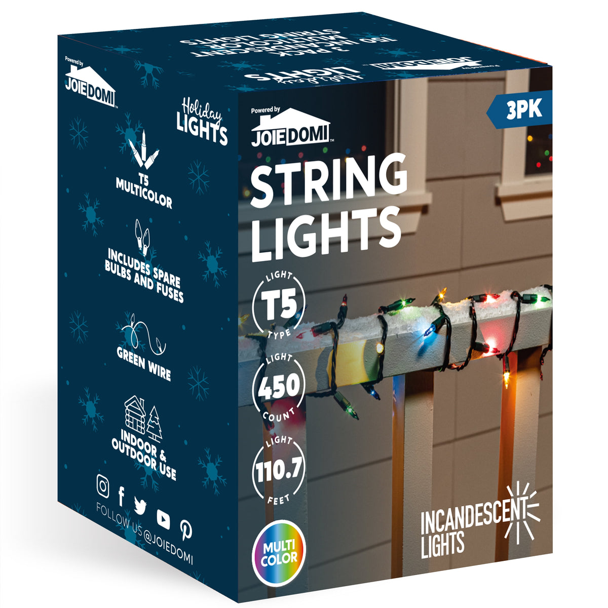 Joyfy Multicolor Christmas Lights,21.4ft 100 Count Multicolor Christmas String Lights,Connectable Green Wire Xmas Tree Lights for Indoor Outdoor Christmas Decorations Holiday Party Decor