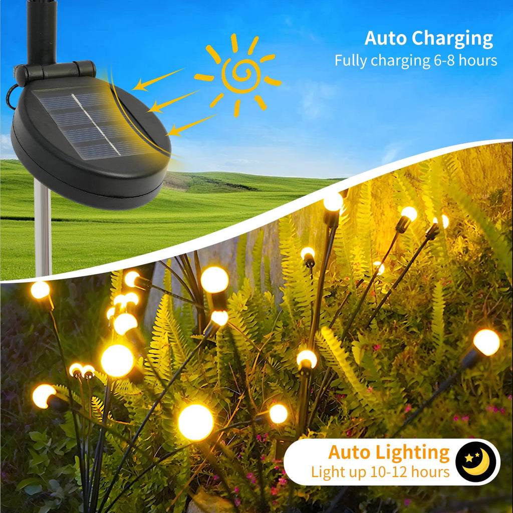 TopZoo Solar Garden Stake Lights, Solar Firefly Lights Outdoor Decorative Waterproof for Outside Backyard Decor, Yard Decor, Garden Decor, Christmas, Warm White Round LED Bulb, 4 Packs