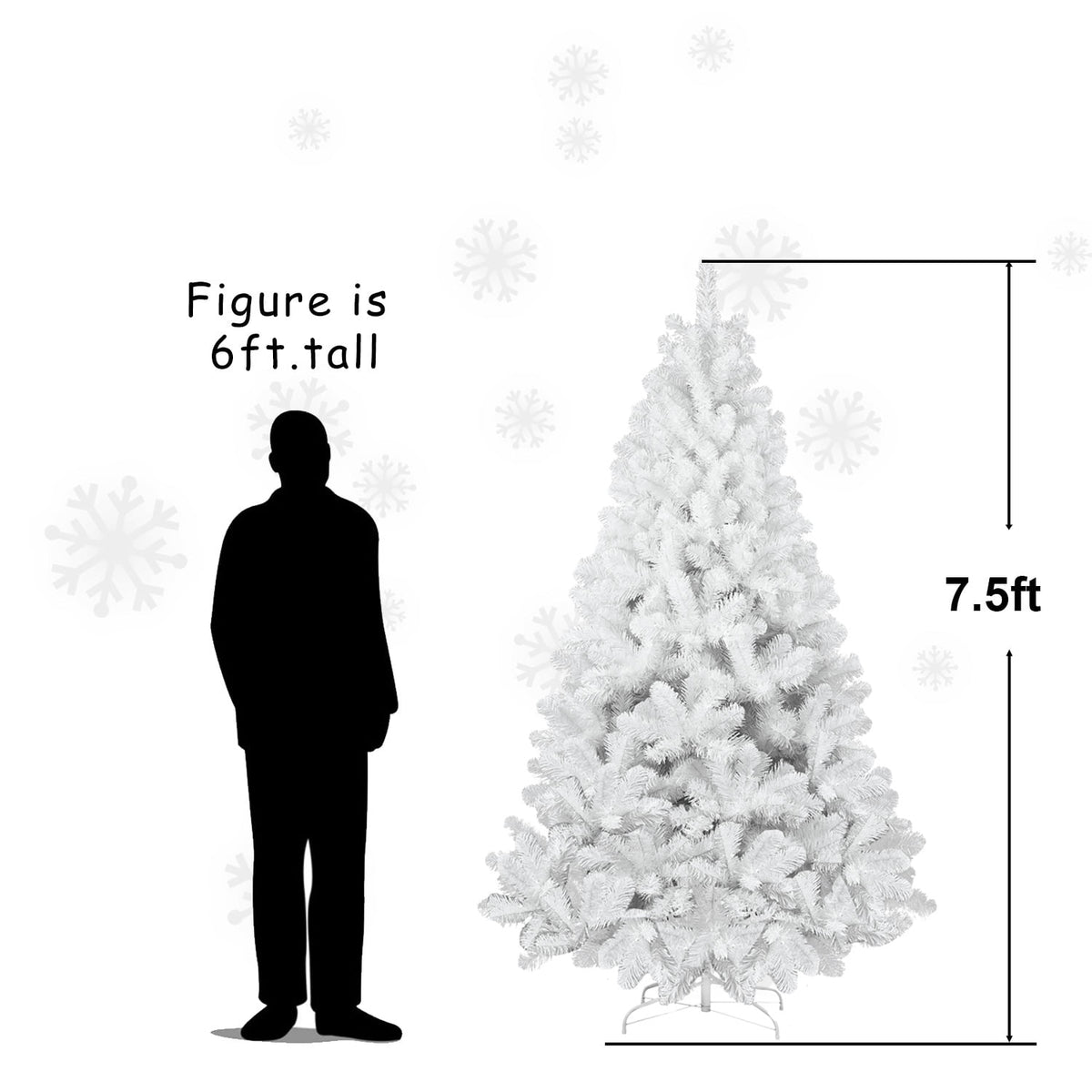 6 Ft White Christmas Tree with Memory Wire, 760 Tips Hinged Artificial PVC Tree, Easy Assembly Holiday Xmas Tree for Indoor Decor (Ornaments Not Included)