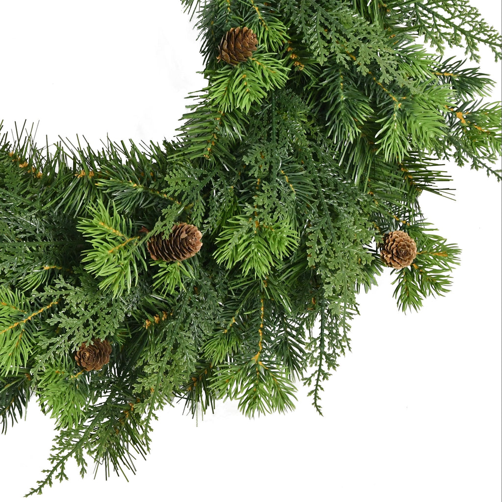 Sonoma Cypress with Pinecones Artificial Christmas Wreath, Green, 24", by Holiday Time