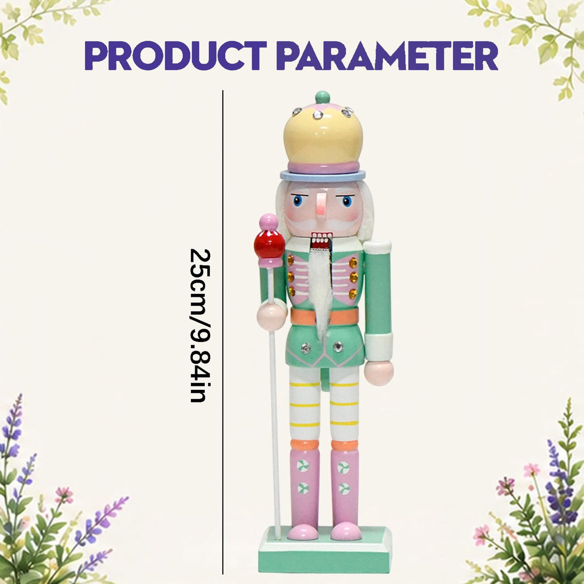 Wooden Nutcracker Soldier Figurine 4-Piece Set, Christmas Tabletop Decor for Mantel Shelf Window Holiday Home Decoration 14.96"