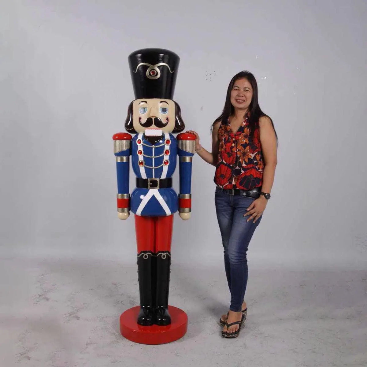 Blue Nutcracker Life Size Christmas Statue