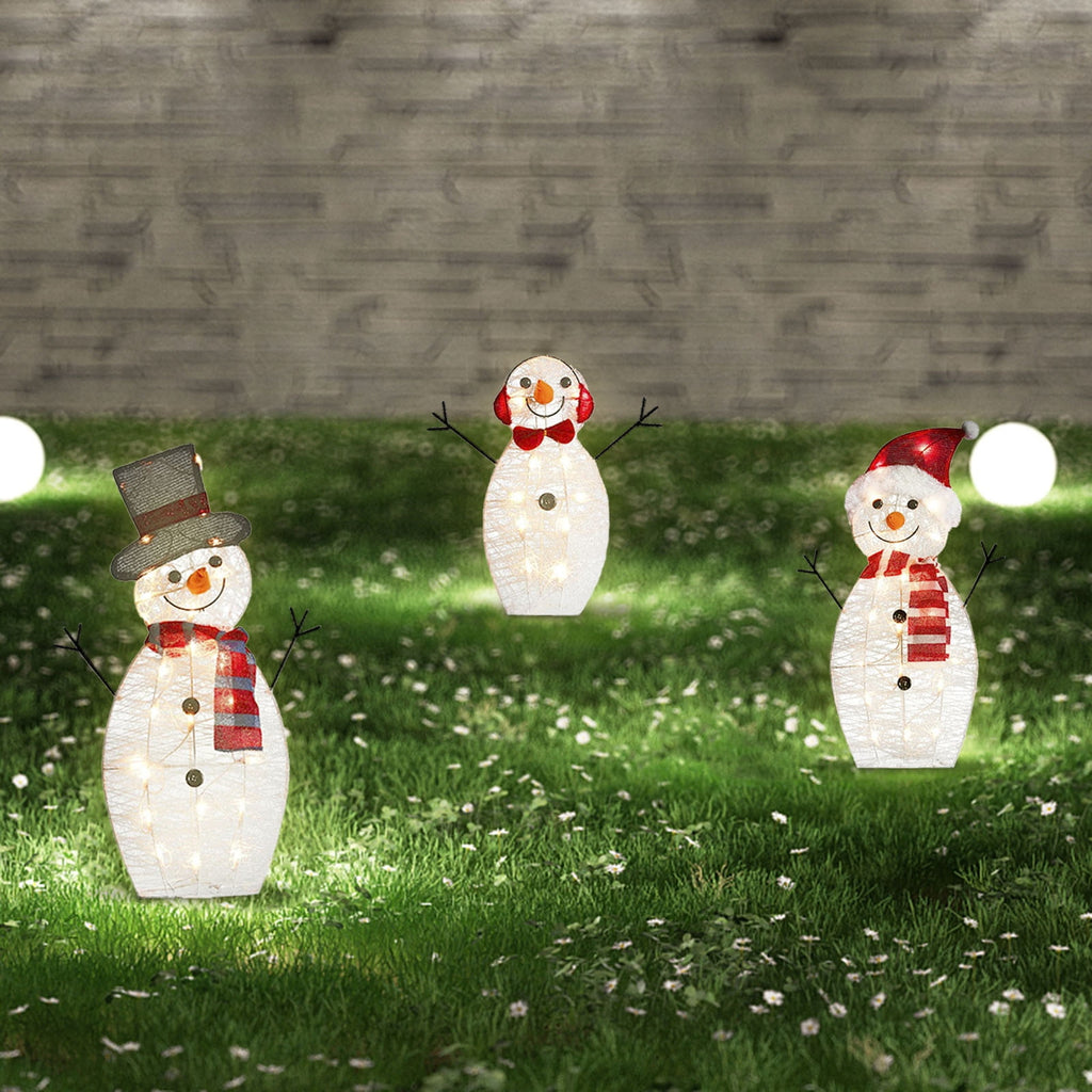 SLYNSHome 3Pcs Christmas Garden Lights Pre-lit LED Light Up Snowman Christmas Decoration for Yard Luminescent Decoration for Xmas Front Door Pathway Lawn Patio Xmas Ornament Supplies ()