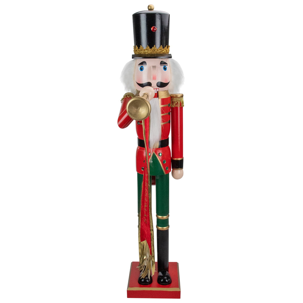 Northlight 36" Red and Green Christmas Nutcracker Soldier with Horn