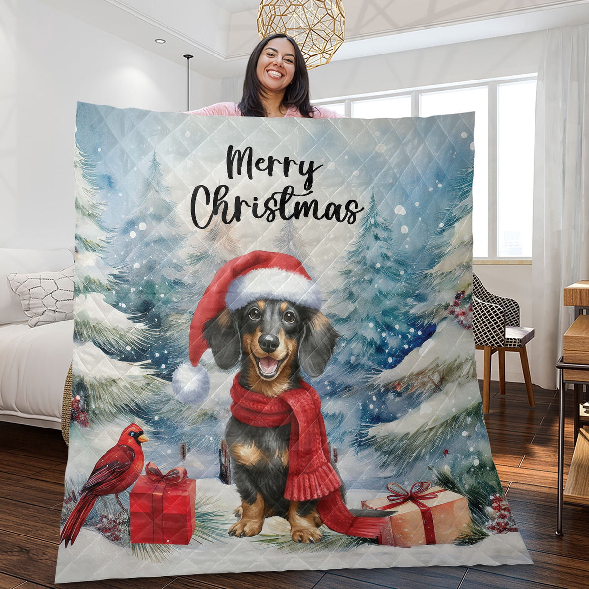 Merry Christmas French Bulldog Enjoys Woofmas Winter Xmas Holiday Quilt Bedding Set Dog Lover Gifts 1 Blanket Bed Cover 2 Pillowcases - 02022