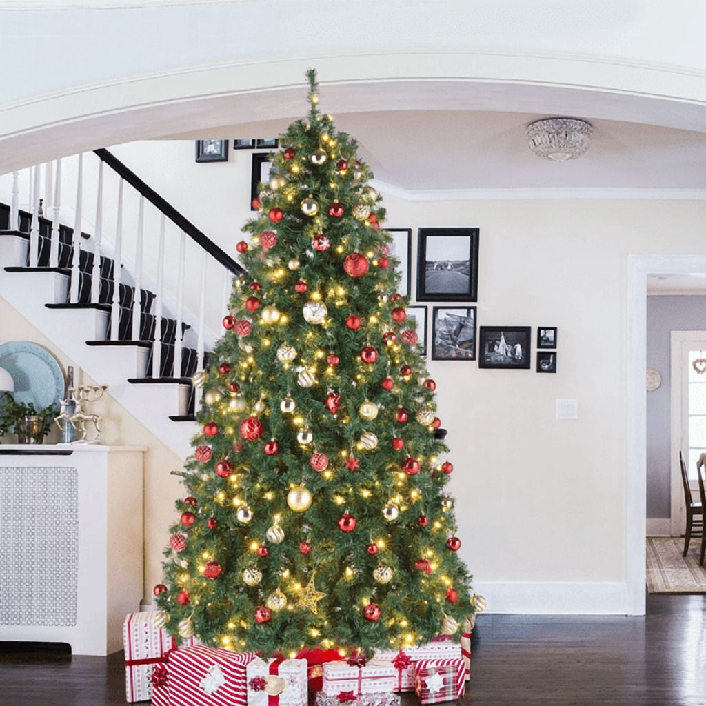 Alvantor 10 ft Pre-Lit Artificial Christmas Tree with 5,090 PVC Branch Tips, 1,200 Dual-Color LED Lights and Remote, Green