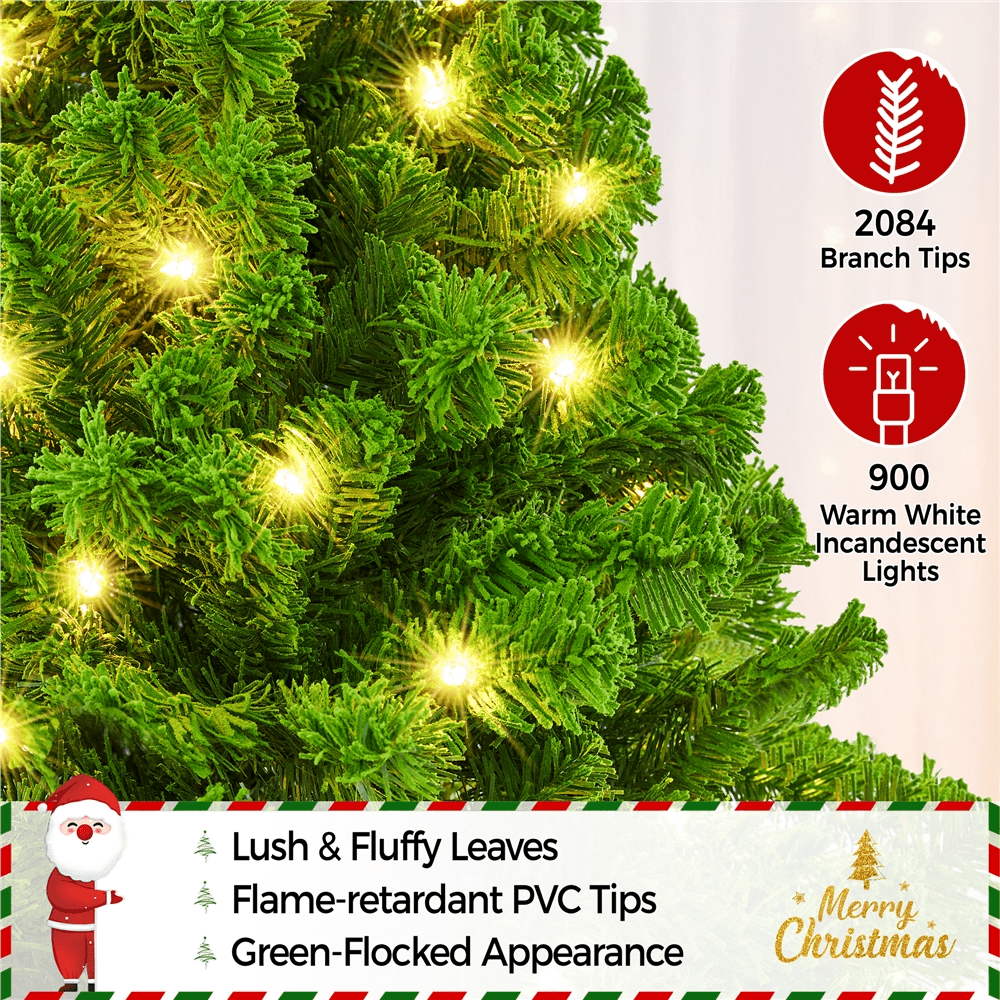 Alden Design 4.5 ft Pre-lit Flocked Christmas Tree with Warm Lights, Frosted White