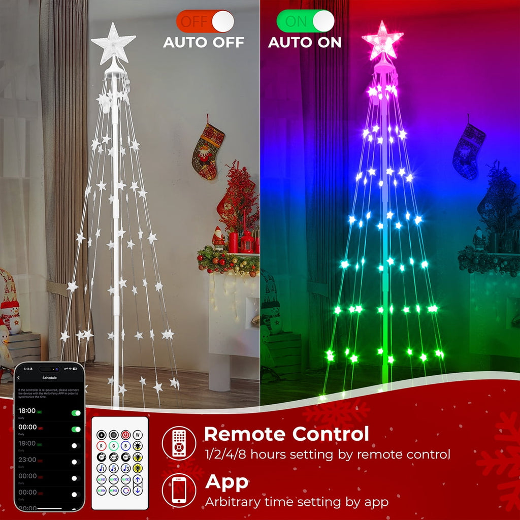 8FT 236 LED Christmas Cone Tree Smart Light with 58 Modes DIY Timer Remote Dimmable Artificial Christmas Tree for Porch Yard Patio Indoor Outdoor Xmas Holiday Decor