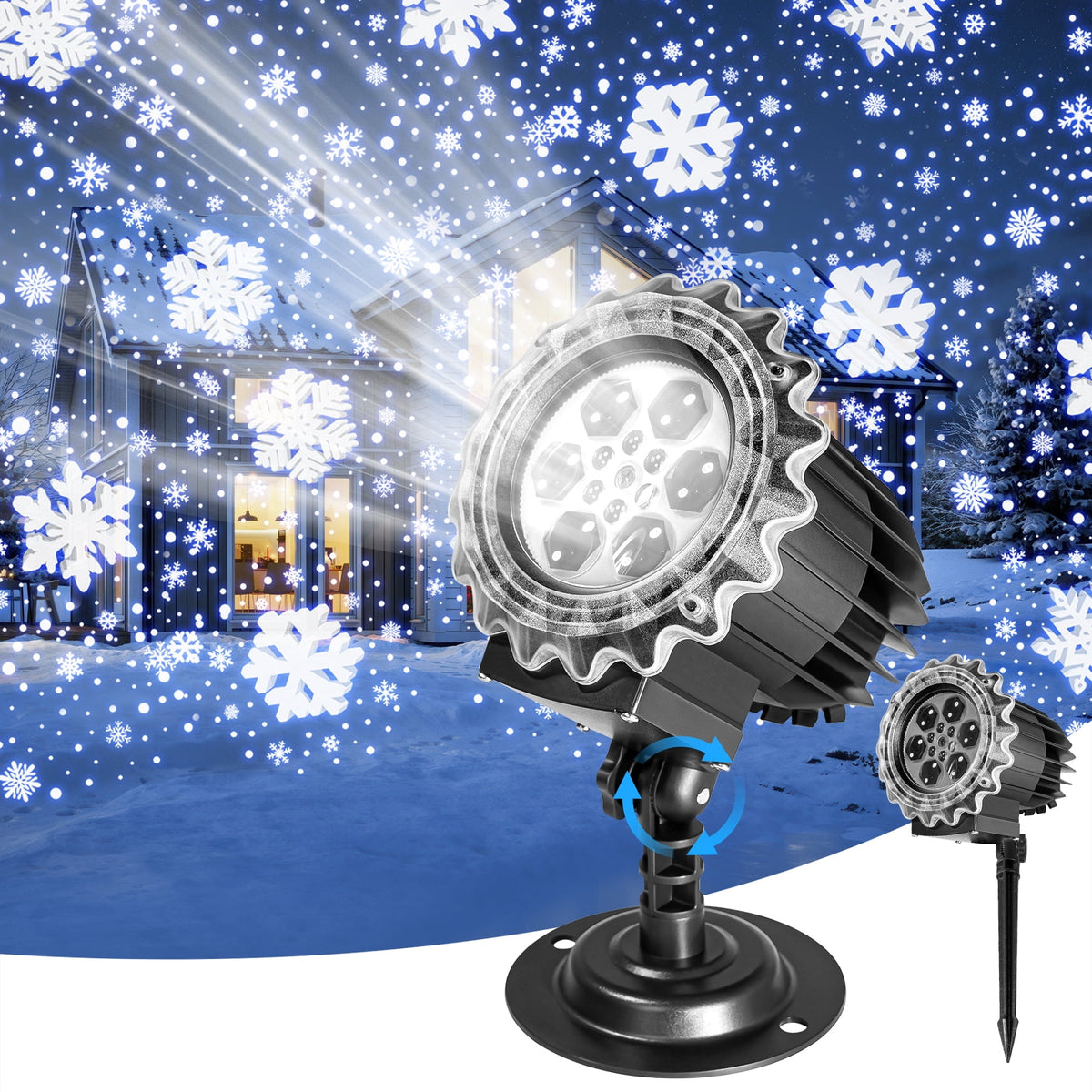 TAIYIMOJUN 3D Snowflake Projector Lights Waterproof Outdoor LED 1 Pack