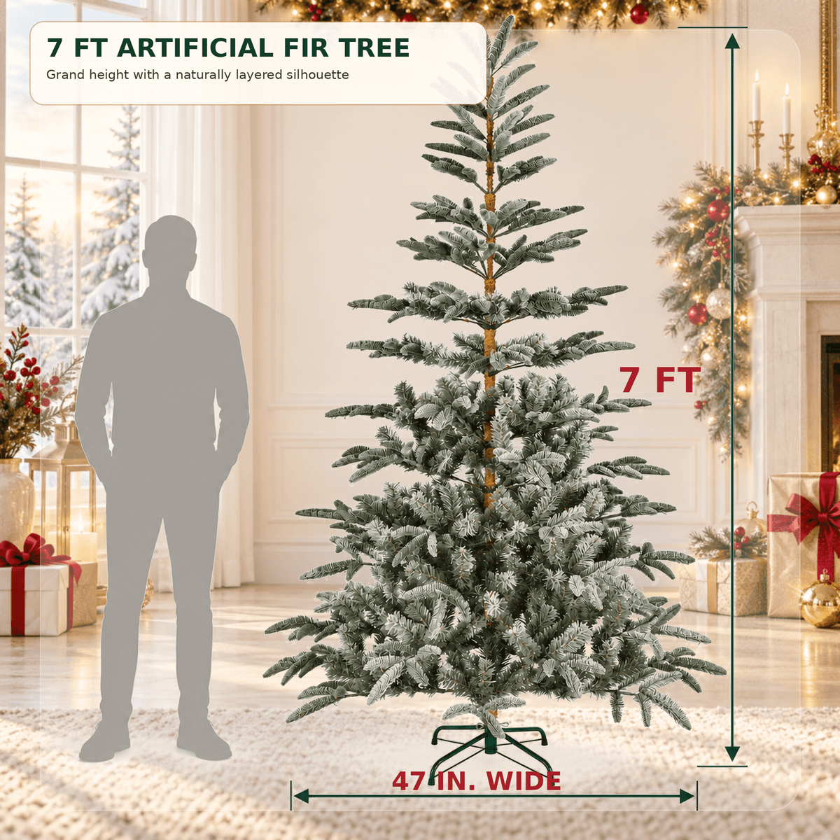 Fenbeli 7ft Unlit Aspen Fir Artificial Christmas Tree, Green