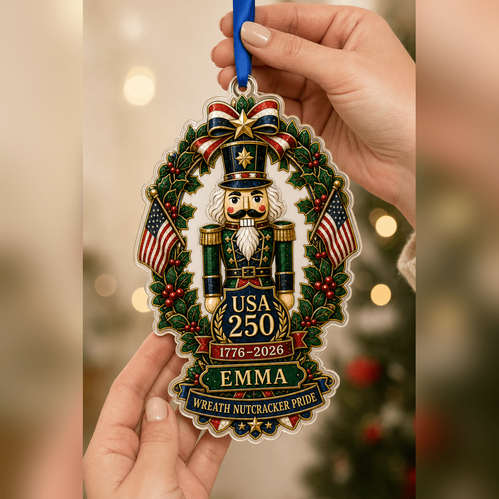 Christmas Ornament Patriotic Wreath Nutcracker for Christmas Tree Patriotic Holiday Gift