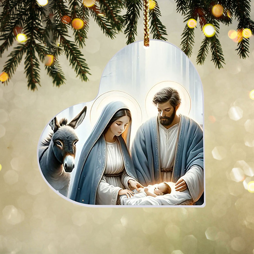 Xuniizn Nativity Ornaments, Christmas Nativity Scene Ornaments Acrylic Christmas Tree Decorations for Xmas Tree, Home, Office, Hanging Ornament, Religious Gifts, Party Decor, Christmas Decorations