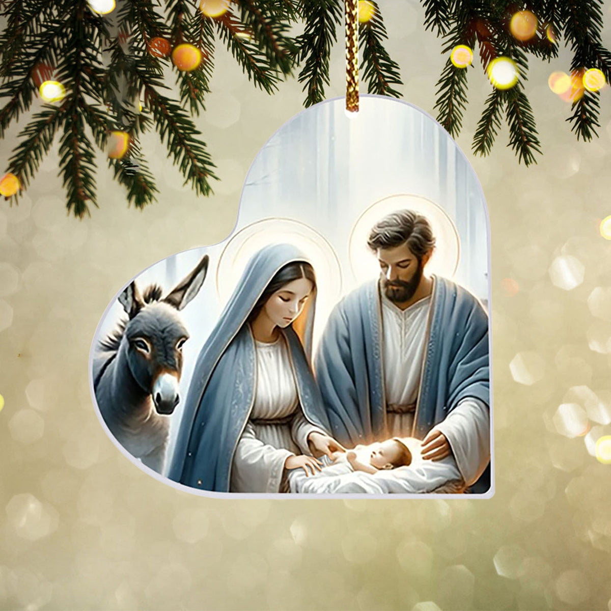 Xuniizn Nativity Ornaments, Christmas Nativity Scene Ornaments Acrylic Christmas Tree Decorations for Xmas Tree, Home, Office, Hanging Ornament, Religious Gifts, Party Decor, Christmas Decorations