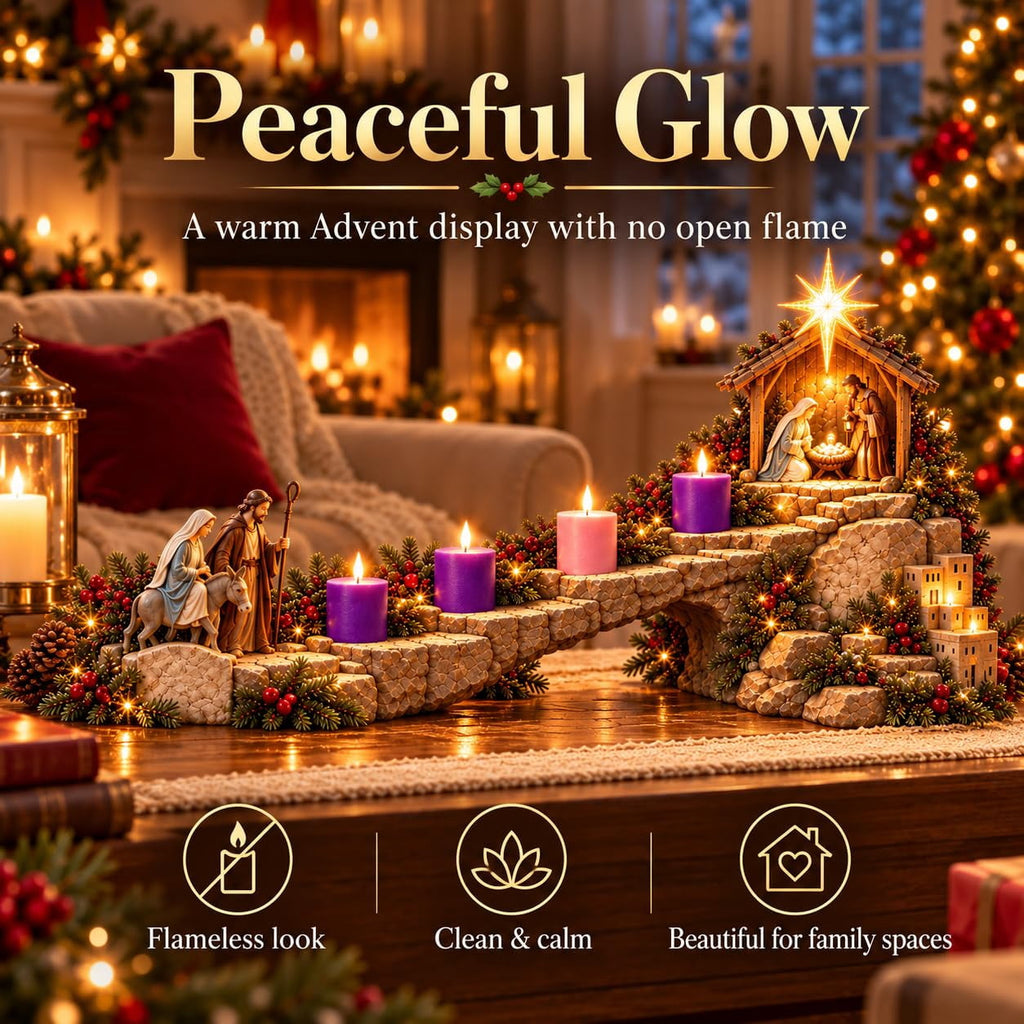 Journey to Bethlehem Lighted Advent Nativity Path – Christian Christmas Decor, 4-Week Lighted Advent Display & Faith-Inspired Gift