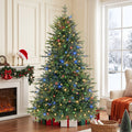 Lolsea 7ft Prelit PE Noble Fir Artificial Christmas Tree with Remote Control, Timer and Warm White & Multi-Color Lights