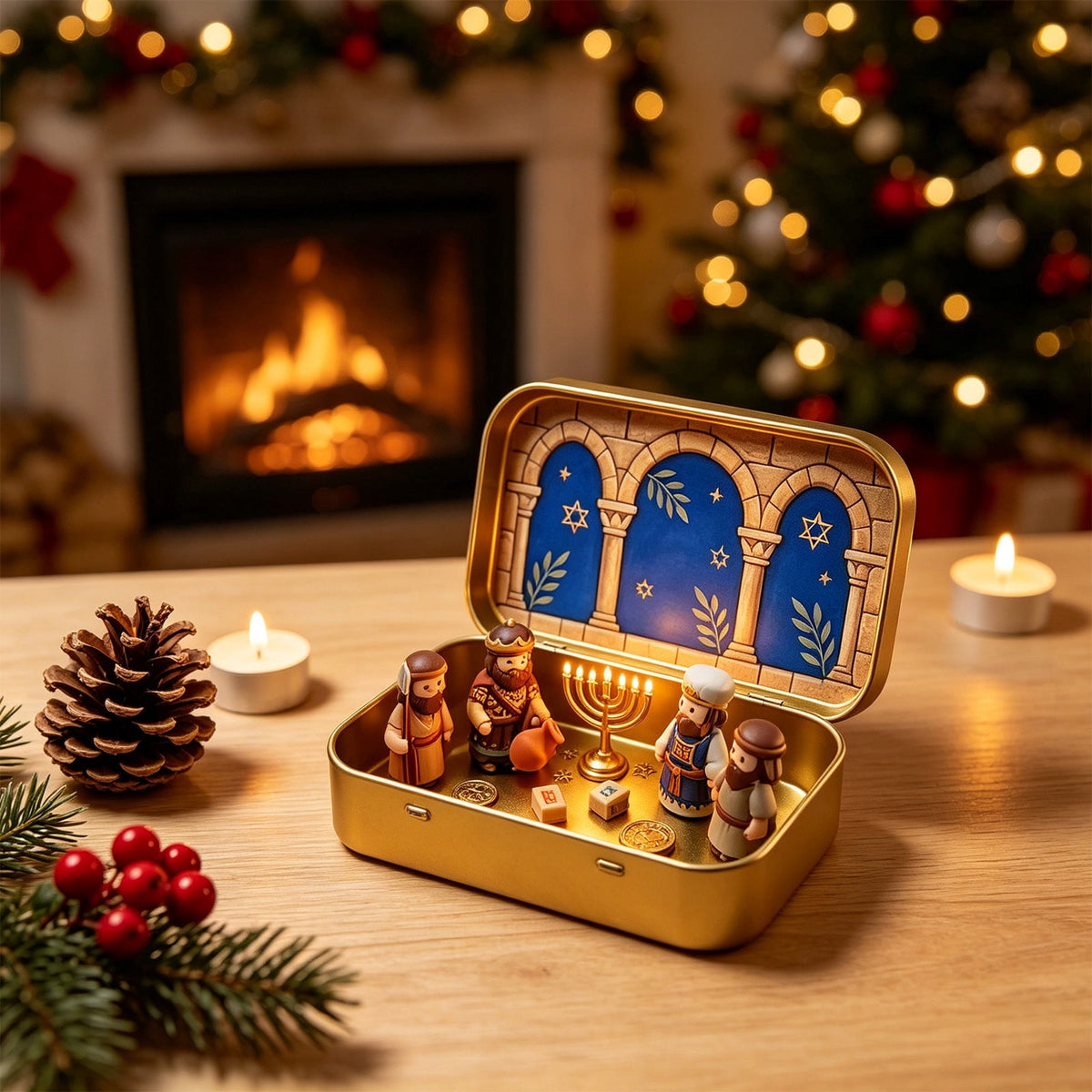 Mini Christmas Nativity Set In Tin Box Jesus Birth Scene Figurines Decoration for Tabletop Party Office Decor & Christian Holiday Gifts