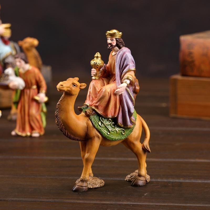 ANXPTIME Christmas Nativity Figurines Resin Manger Holy Family Nativity Scene Statue