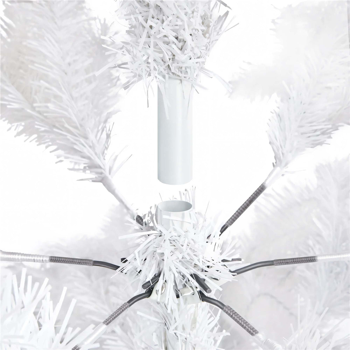 Yexmas Pre-Lit Artificial Christmas Tree,6ft White Christmas Tree with 300 Warm White & Multicolor Lights,Xmas Tree for Home, Holiday Party Decorations