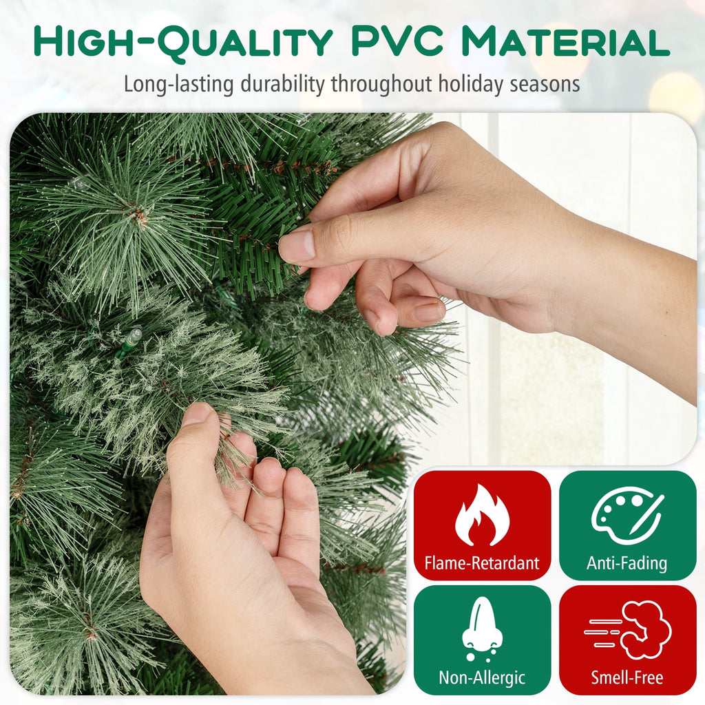 Costway 7 FT Pre-Lit Pencil Artificial Christmas Tree with 150 LED Warm White Lights,8 Modes