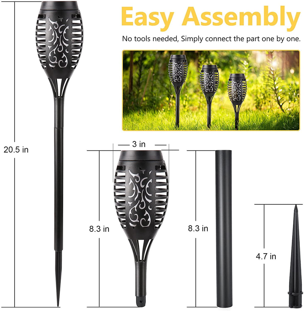 Toodour Outdoor Solar Lights, 6 Pack LED Solar Torch Lights with Flickering Flame, Waterproof Halloween Decoration for Patio Lawn Yard Pathway Garden