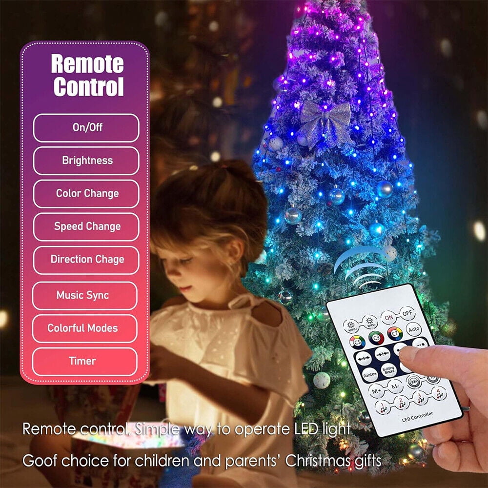IC ICLOVER Christmas String Lights, 6.56FT x 400LEDs Waterfall String Lights, App Control with Remote, 10 Modes Christmas Tree Lights Waterproof for Indoor Outdoor Xmas Decorations