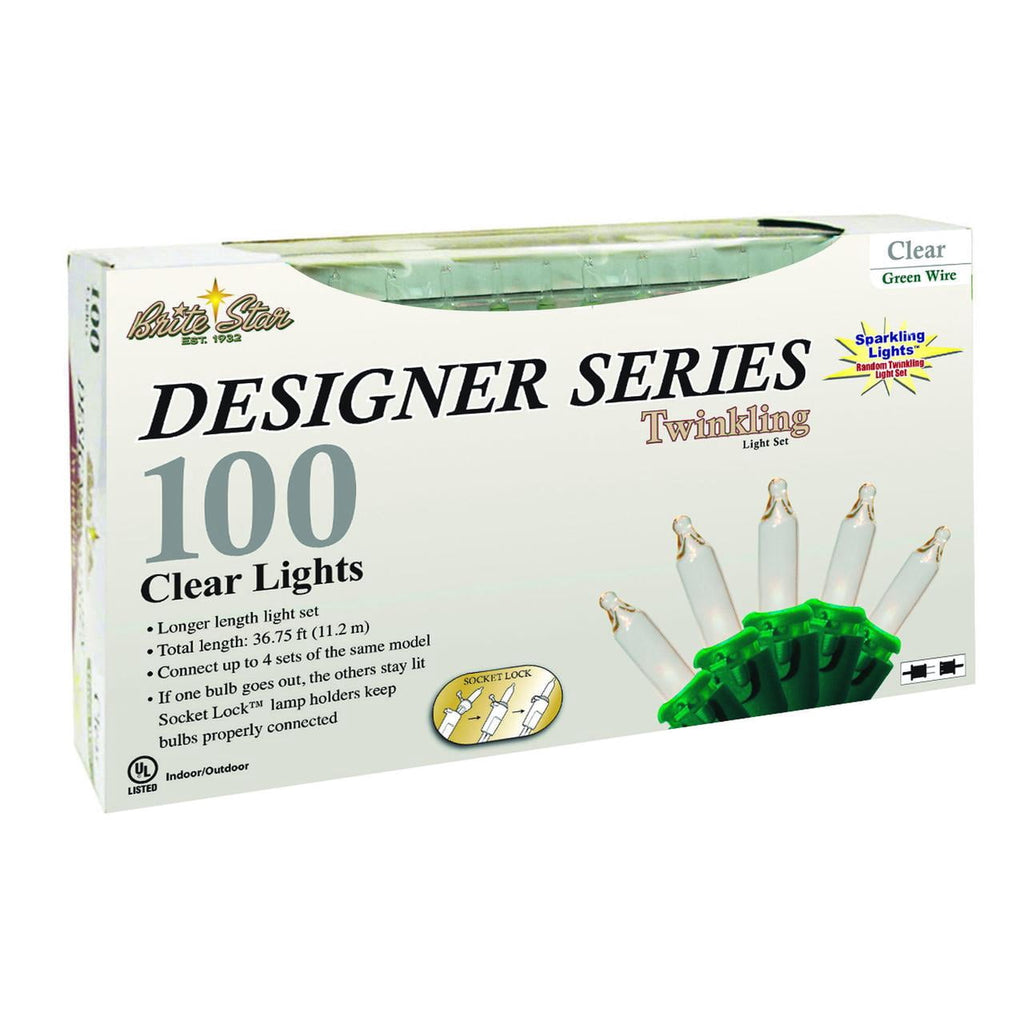 Brite Star 100 Lt Random Twinkling Mini, clear, green wire